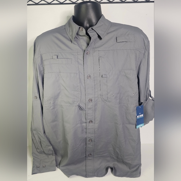 Reel Legends PFG SaltwaterII Gray Fishing Shirts Mens Med - Picture 1 of 5